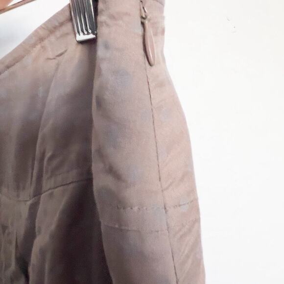 Banana Republic Pleated Polka Dot A Line Zipper Skirt 4 Taupe Office Preppy - Picture 3 of 5